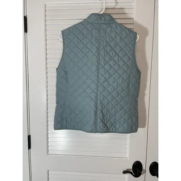 Van Heusen Women's Quilted Vest Medium Light Blue Zip Front Pockets Lined - Picture 3 of 9